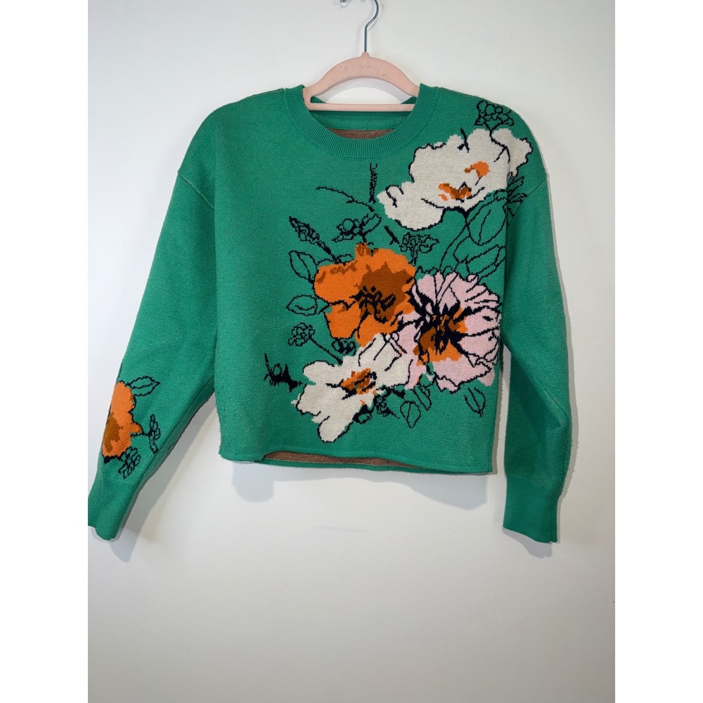 Maeve Sonal Nathwani Camryn Cropped Crewneck Sweater XS Anthropologie
